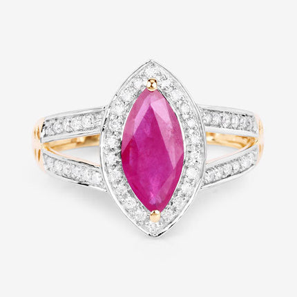 1.06 Carat Ruby & White Diamond Ring in 14K Yellow Gold – Elegant Fine Jewelry