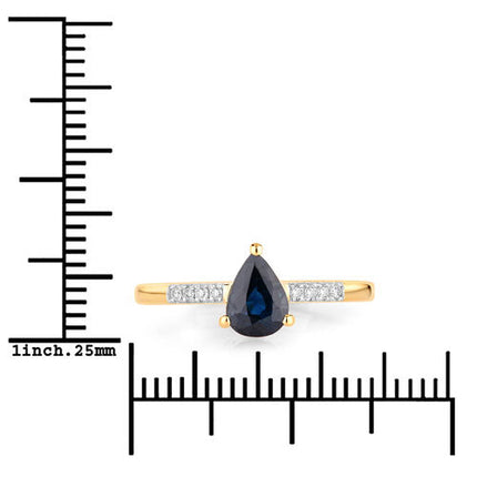 0.86 Carat Genuine Blue Sapphire and White Diamond 14K Yellow Gold Ring