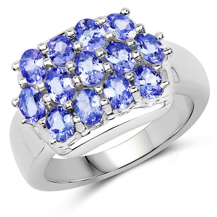 2.21 Carat Genuine Tanzanite .925 Sterling Silver Ring