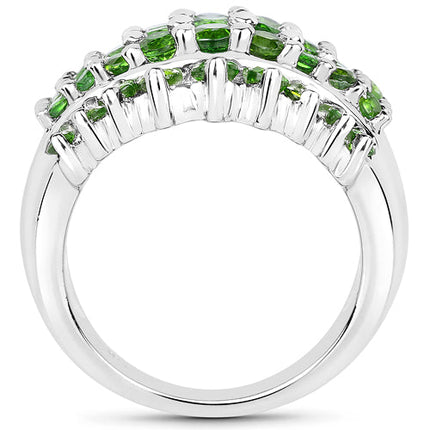 2.48 Carat Genuine Chrome Diopside .925 Sterling Silver Ring
