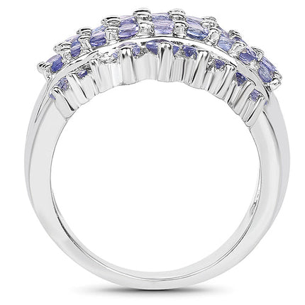 2.35 Carat Genuine Tanzanite .925 Sterling Silver Ring