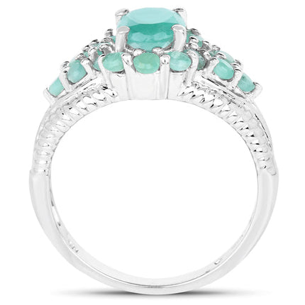 2.13 Carat Genuine Emerald .925 Sterling Silver Ring