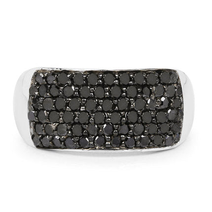 1.21 Carat Genuine Black Diamond .925 Sterling Silver Ring