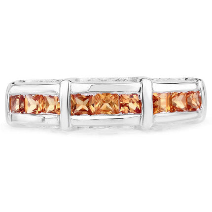 1.08 Carat Genuine Orange Sapphire .925 Sterling Silver Ring
