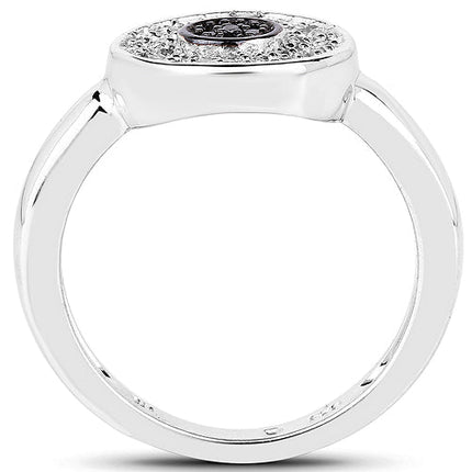 0.20 Carat Genuine Black Diamond and White Diamond .925 Sterling Silver Ring