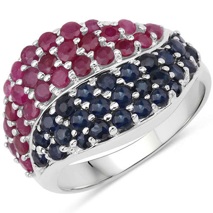 2.18 Carat Genuine Multi Stones .925 Sterling Silver Ring