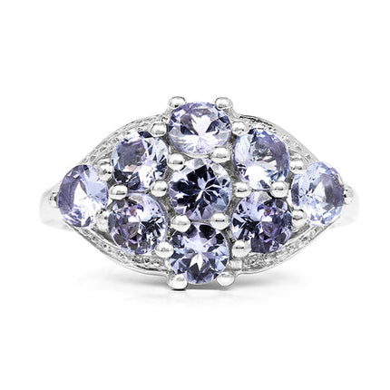 2.07 Carat Genuine Tanzanite .925 Sterling Silver Ring