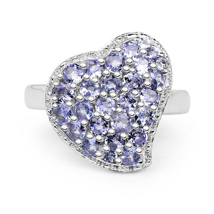 1.63 Carat Genuine Tanzanite .925 Sterling Silver Ring
