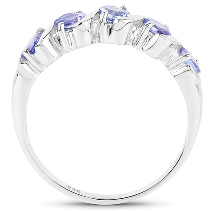 1.15 Carat Genuine Tanzanite .925 Sterling Silver Ring