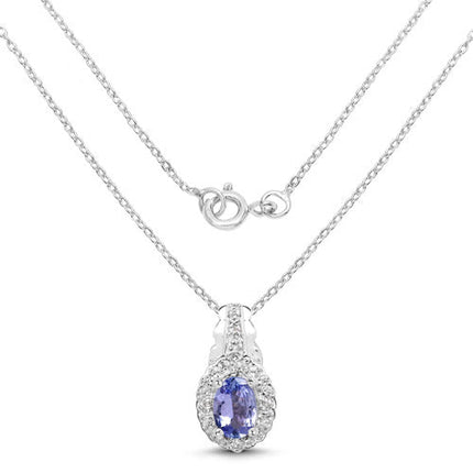 2.46 Carat Genuine Tanzanite and White Topaz .925 Sterling Silver 3 Piece Jewelry Set (Ring, Earrings, and Pendant w/ Chain)