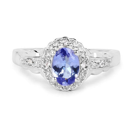 2.46 Carat Genuine Tanzanite and White Topaz .925 Sterling Silver 3 Piece Jewelry Set (Ring, Earrings, and Pendant w/ Chain)