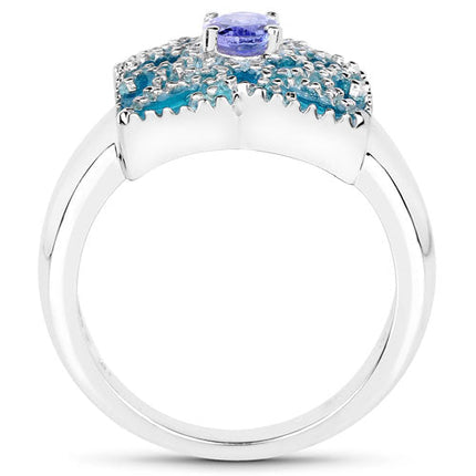 0.44 Carat Genuine Tanzanite .925 Sterling Silver Ring