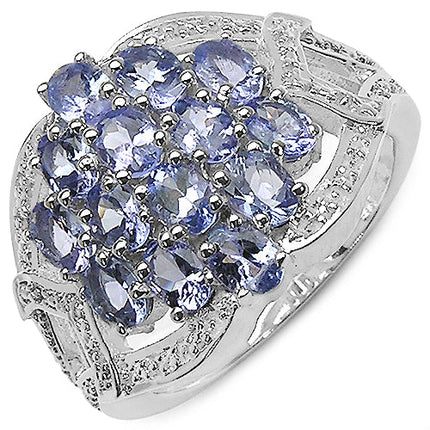 2.38 Carat Genuine Tanzanite .925 Sterling Silver Ring