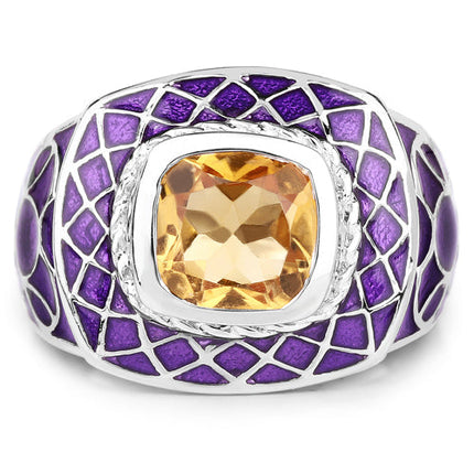 2.00 Carat Genuine Citrine .925 Sterling Silver Ring