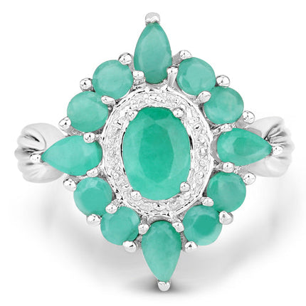 2.37 Carat Genuine Emerald .925 Sterling Silver Ring