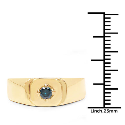 14K Yellow Gold Plated 0.20 Carat Genuine Blue Diamond .925 Sterling Silver Ring