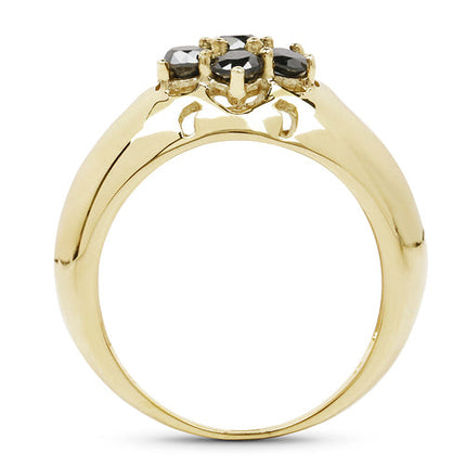 Black Diamond Ring 0.98 Carat in 14K Gold Plated 925 Sterling Silver – Elegant Statement Ring
