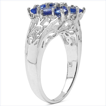 1.65 Carat Genuine Tanzanite .925 Sterling Silver Ring