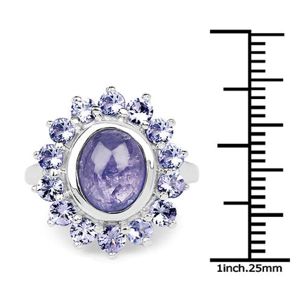 3.76 Carat Genuine Tanzanite .925 Sterling Silver Ring