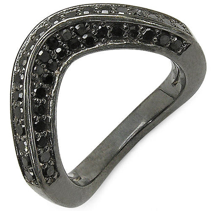 1.02 Carat Genuine Black Diamond .925 Sterling Silver Ring