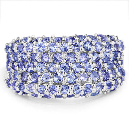 2.47 Carat Genuine Tanzanite .925 Sterling Silver Ring