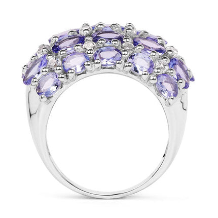 7.29 Carat Genuine Tanzanite and White Topaz .925 Sterling Silver Ring