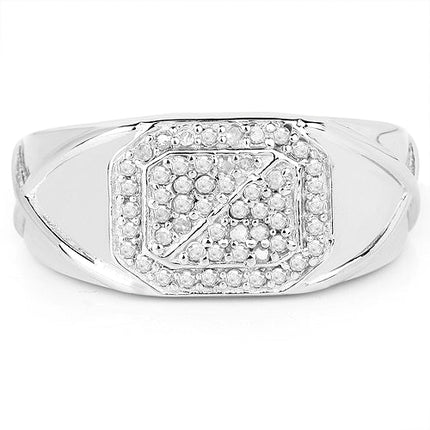 14K White Gold Plated 0.24 Carat Genuine White Diamond .925 Sterling Silver Ring