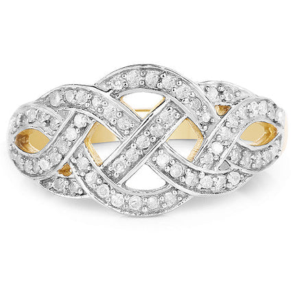 14K Yellow Gold Plated 0.26 Carat Genuine White Diamond .925 Sterling Silver Ring