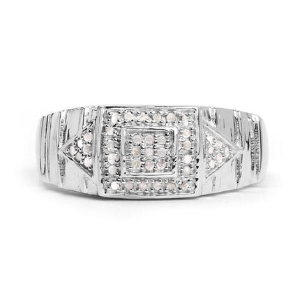 14K White Gold Plated 0.21 Carat Genuine White Diamond .925 Sterling Silver Ring