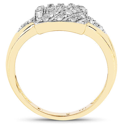 14K Yellow Gold Plated 0.23 Carat Genuine White Diamond .925 Sterling Silver Ring