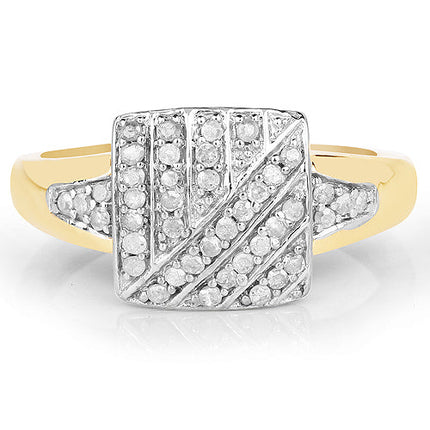 14K Yellow Gold Plated 0.23 Carat Genuine White Diamond .925 Sterling Silver Ring