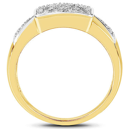 14K Yellow Gold Plated 0.21 Carat Genuine White Diamond .925 Sterling Silver Ring