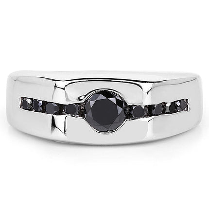0.74 Carat Genuine Black Diamond .925 Sterling Silver Ring