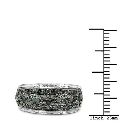 0.27 Carat Genuine Blue Diamond .925 Sterling Silver Ring