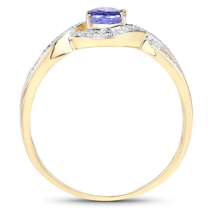 0.75 Carat Genuine Tanzanite .925 Sterling Silver Ring
