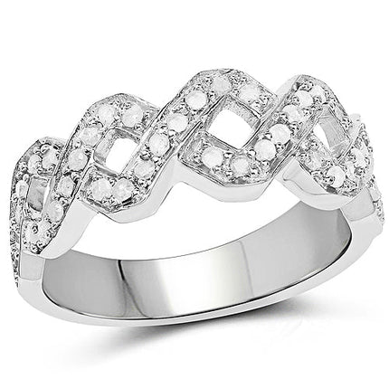 0.40 Carat Genuine White Diamond .925 Sterling Silver Ring