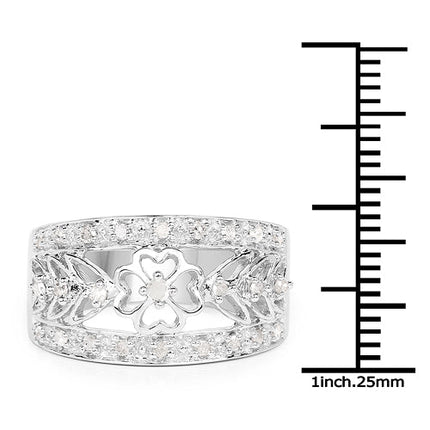 0.31 Carat Genuine White Diamond .925 Sterling Silver Ring