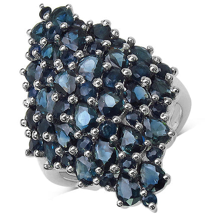 4.70 Carat Genuine Blue Sapphire .925 Sterling Silver Ring