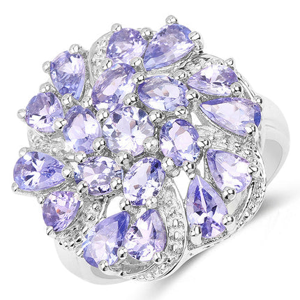 3.35 Carat Genuine Tanzanite .925 Sterling Silver Ring