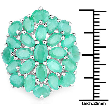 5.88 Carat Genuine Emerald .925 Sterling Silver Ring