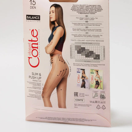 Tights Conte Balance 15 Den - Push-Up Effect