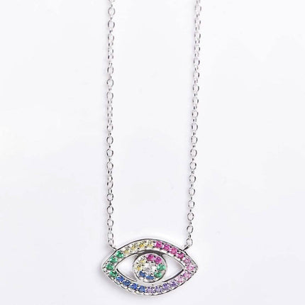Rainbow CZ Eye Necklace