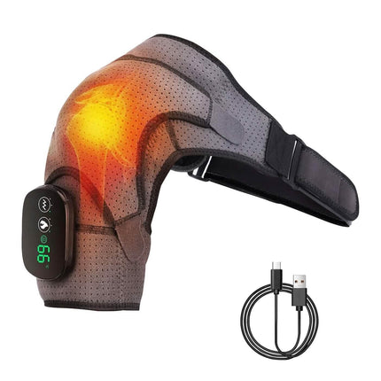 Rechargeable Heated Shoulder Wrap Massager Shoulder Brace Support with 3 Heating Levels