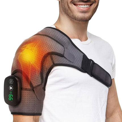 Rechargeable Heated Shoulder Wrap Massager Shoulder Brace Support with 3 Heating Levels