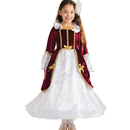 Kids Red Princess Costume with Elegant Royal Gown and Regal Details