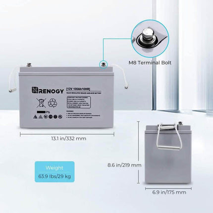 Renogy Deep Cycle AGM 12 Volt 100Ah Battery  (Refurbished)