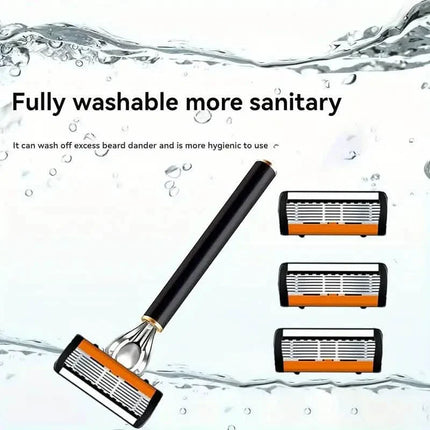Replacement Razor Blades Safety Shaver Set with Anti-Slip Metal Handle with 1 Razor + 36 Blades