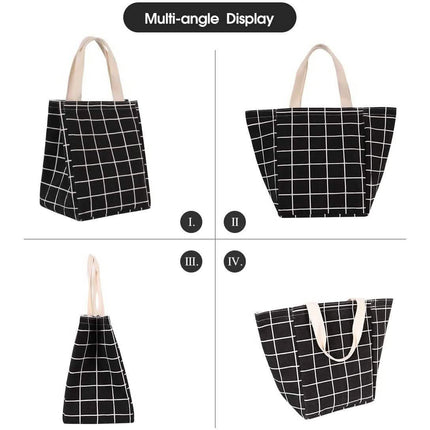 Reusable Lunch Bag Insulated Lunch Box Canvas Fabric with Aluminum Foil