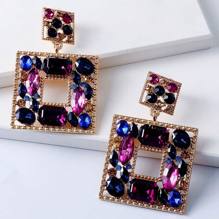 Rhinestone Square Drop Earrings