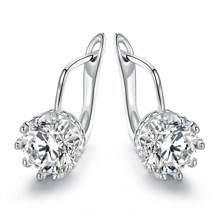 Rhodium Swarovski Elements Huggie-Hoop Earring